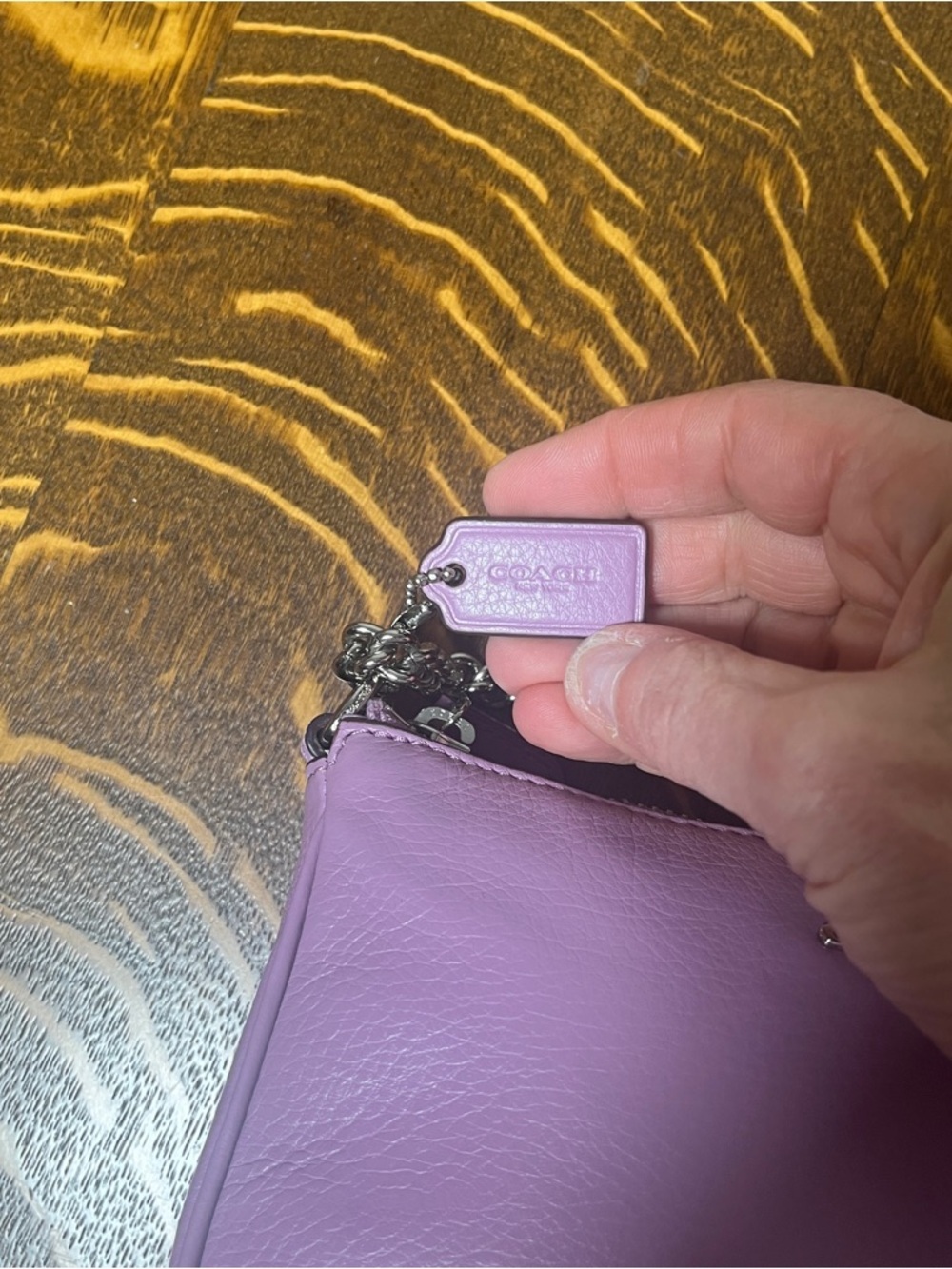 Coach Purple Pebbled Leather Nolita Silver Chain Small Shoulder Bag - Picture 3 of 8